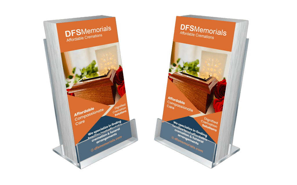 Image of leaflets for care providers about affordable cremations
